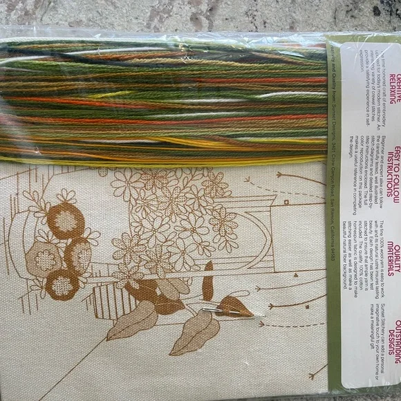 NEW UNOPENED Sunset Stitchery Sunset Designs Boston Fern & Flowers Needlepoint - Picture 2 of 2